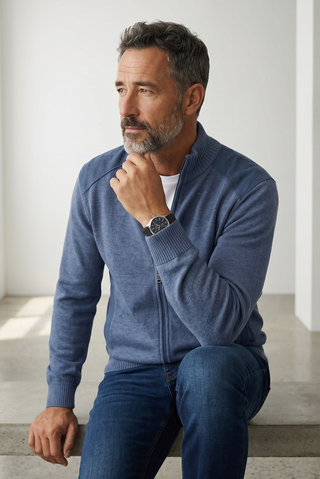 Paul & Shark - Wool cardigan with corded velvet appliqués