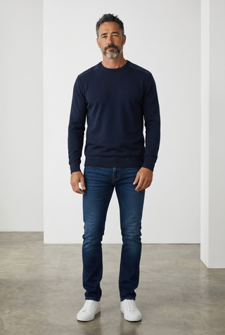 Paul & Shark - Summer Wool round neck wool sweater with Loro Piana appliqués