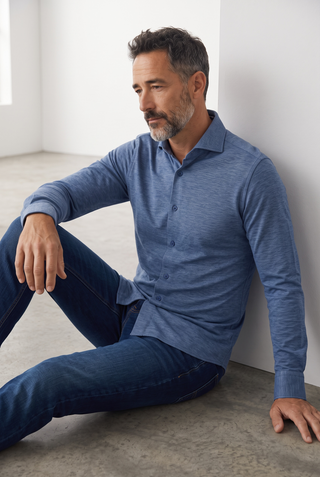 Emanuel Berg - Premium Quality Long Sleeve Shirt Jersey - Modern Fit - Dark Blue