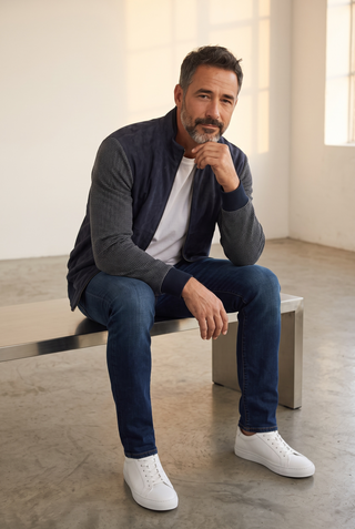 Paul & Shark - Cardigan de coton et soie avec devant Aqualeather®