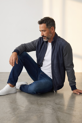 Paul & Shark - Cardigan de coton et soie avec devant Aqualeather®