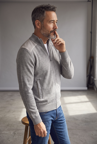Paul & Shark - Cardigan de laine avec appliqués de velours cordé