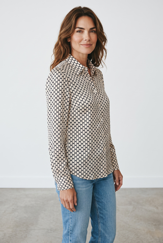VLT's by Valentina's - 25-545 - Long-sleeve viscose polka-dot blouse