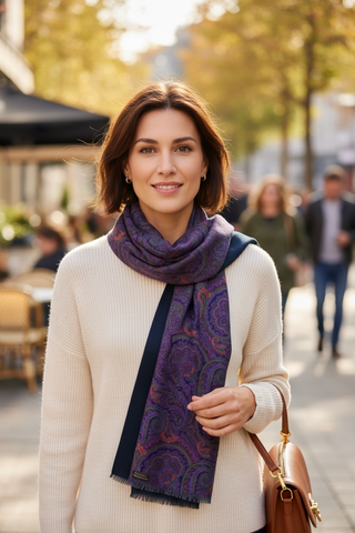 Hemley - Foulard floral de laine réversible