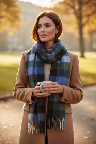 Hemley - Foulard à carreaux de laine et cachemire