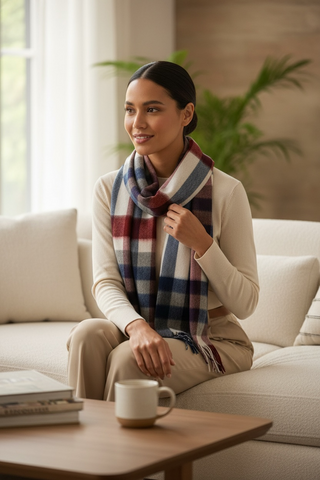 Hemley - Foulard à carreaux de laine et cachemire