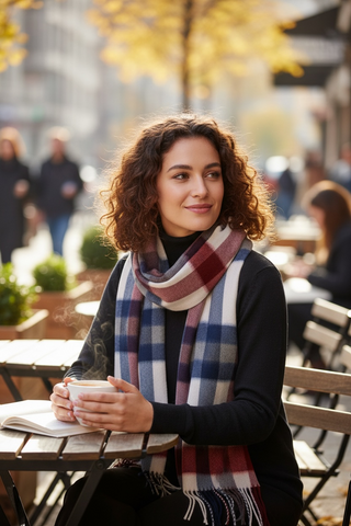 Hemley - Foulard à carreaux de laine et cachemire