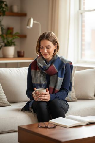 Hemley - Foulard à carreaux de laine et cachemire