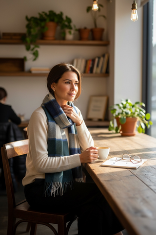 Hemley - Foulard à carreaux de laine et cachemire