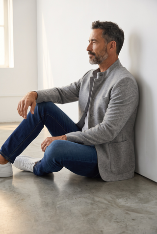 Digel - Enzo - Modern Fit - Veston Jersey de Laine à Col montant