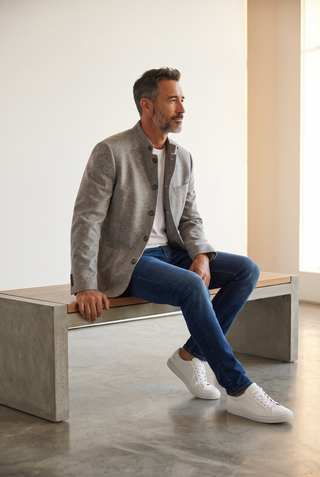 Digel - Enzo - Modern Fit - Veston Jersey de Laine à Col montant