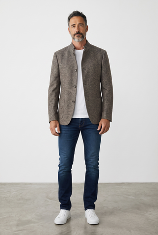 Digel - Enzo - Modern Fit - Veston Jersey de Laine à Col montant