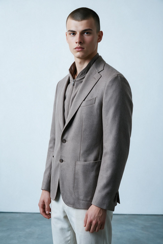 Emanuel Berg - Alberto - Veston de laine et cachemire D-Constructed - Medium Brown