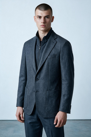 Emanuel Berg - Alberto - Veston de laine et cachemire D-Constructed - Charcoal