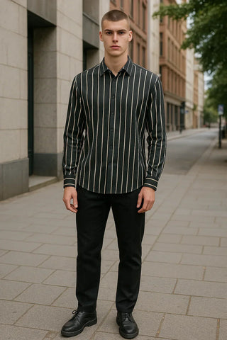 Emanuel Berg - Byron - Chemise manches longues à rayures Albini 4Flex - Modern Fit - Marine