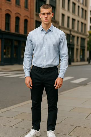 Emanuel Berg - Byron - Chemise manches longues à carreaux Albini 4Flex - Modern Fit - Bleu