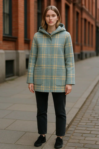 Colmar - Knit Phantasy - Coat with hood in wool cloth for women