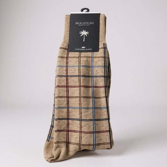 Bugatchi - Bas de coton et cachemire à carreaux