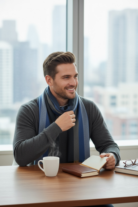 Hemley - Foulard à rayures de laine et cachemire
