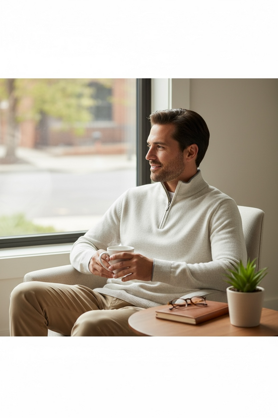 Emanuel Berg - Chandail col zip de laine mérinos extrafine