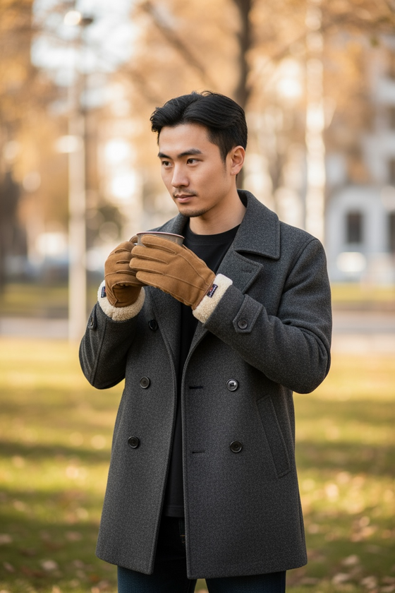 Crown Cap - Gantes de mouton double face pour homme