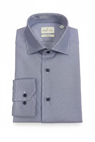 Emanuel Berg - Byron - Plain long sleeve shirt Albini 4Flex - Modern Fit - Bright Blue