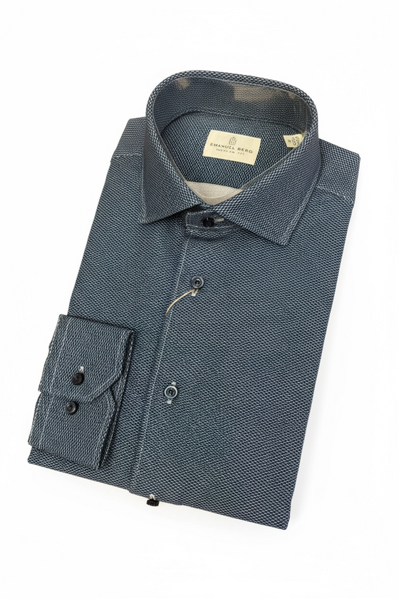 Emanuel Berg - Byron - Chemise manches longues unie Albini 4Flex - Modern Fit - Marine