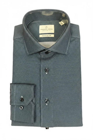 Emanuel Berg - Byron - Chemise manches longues unie Albini 4Flex - Modern Fit - Marine