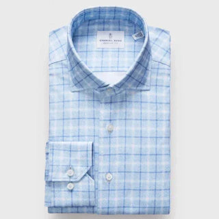Emanuel Berg - Byron - Albini 4Flex Checked Long Sleeve Shirt - Modern Fit - Blue