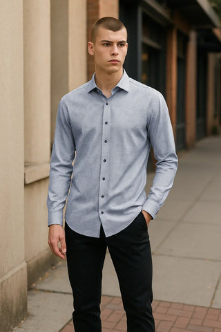 Emanuel Berg - Byron - Chemise manches longues vichy Albini 4Flex - Modern Fit - Bleu