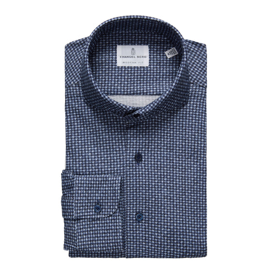 Emanuel Berg - Chemise manches longues Premium Quality Jersey - Modern Fit - Bleu Foncé
