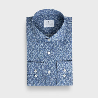 Emanuel Berg - Byron - Chemise manches longues Seersucker Imprimée - Modern Fit - Medium Blue