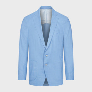 Emanuel Berg - Veston mélange laine, soie et lin 2-Button D-Constructed Jacket - Medium Blue