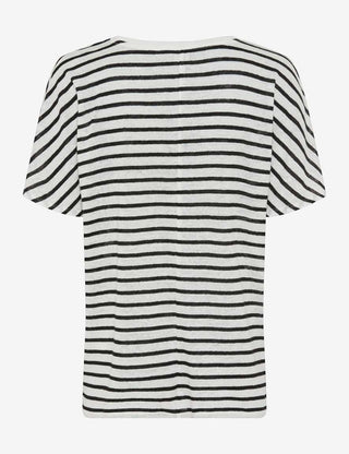 BRAX - Caelen - Striped linen T-shirt - Black