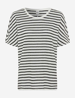 BRAX - Caelen - Striped linen T-shirt - Black