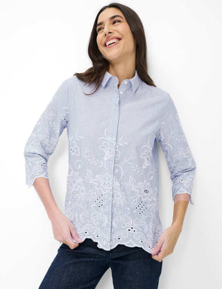 BRAX - Vicki - Cotton blouse with stripes and embroidery