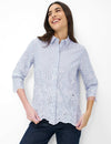 BRAX - Vicki - Blouse de coton à rayures et broderies