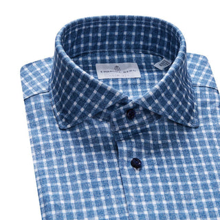 Emanuel Berg - Byron - Chemise manches longues à carreaux Albini 4Flex - Modern Fit - Marine/Blanc - LE CAPITAINE D'A BORD