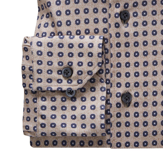Emanuel Berg - Byron - Chemise manches longues à pois Albini 4Flex - Modern Fit - Beige - LE CAPITAINE D'A BORD