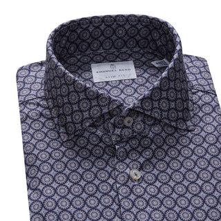 Emanuel Berg - Byron - Chemise manches longues imprimé cercles Albini 4Flex - Modern Fit - Gris - LE CAPITAINE D'A BORD