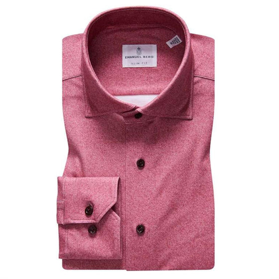 Emanuel Berg - Byron - Chemise manches longues unie Albini 4Flex - Modern Fit - Framboise - LE CAPITAINE D'A BORD