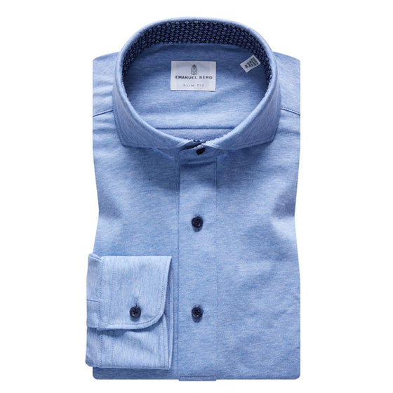Emanuel Berg - Polo manches longues Premium Jersey Knit - Modern Fit - Bleu - LE CAPITAINE D'A BORD
