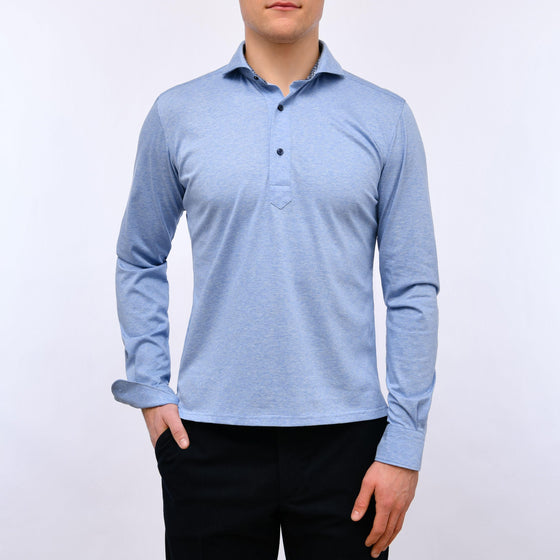 Emanuel Berg - Polo manches longues Premium Jersey Knit - Modern Fit - Bleu - LE CAPITAINE D'A BORD