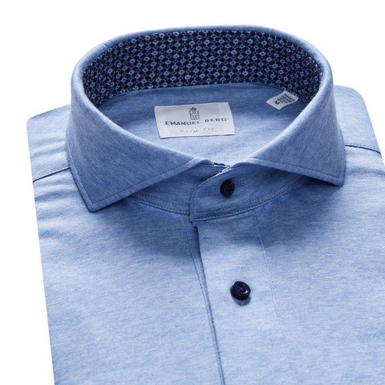 Emanuel Berg - Polo manches longues Premium Jersey Knit - Modern Fit - Bleu - LE CAPITAINE D'A BORD