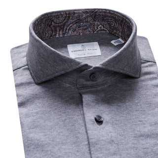 Emanuel Berg - Polo manches longues Premium Jersey Knit - Modern Fit - Gris - LE CAPITAINE D'A BORD