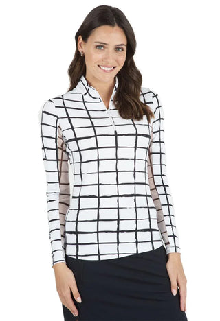 Ibkül - Cordova Print Long Sleeve Mock Neck Top – 10495 - LE CAPITAINE D'A BORD