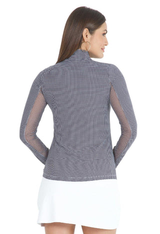 Ibkül - Essential Mini Check Long Sleeve Mock Neck - 10754 - LE CAPITAINE D'A BORD