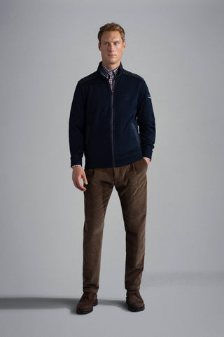 Paul & Shark - Cardigan zip de laine avec nylon aux épaules - LE CAPITAINE D'A BORD