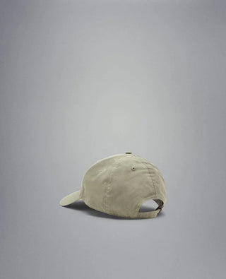 Beige nylon baseball cap with adjustable strap, shown from the back on a gray background