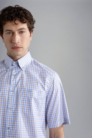 Paul & Shark - Chemise manches courtes à carreaux de coton Silver Collection - LE CAPITAINE D'A BORD